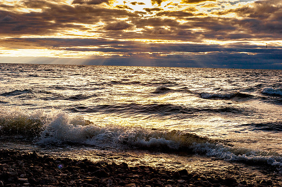 Sunset on Lake Michagan Waves 2
